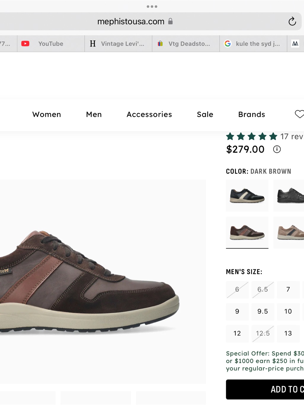 Mephisto Vito Men's Dark Brown Casual Leather Sneaker 9